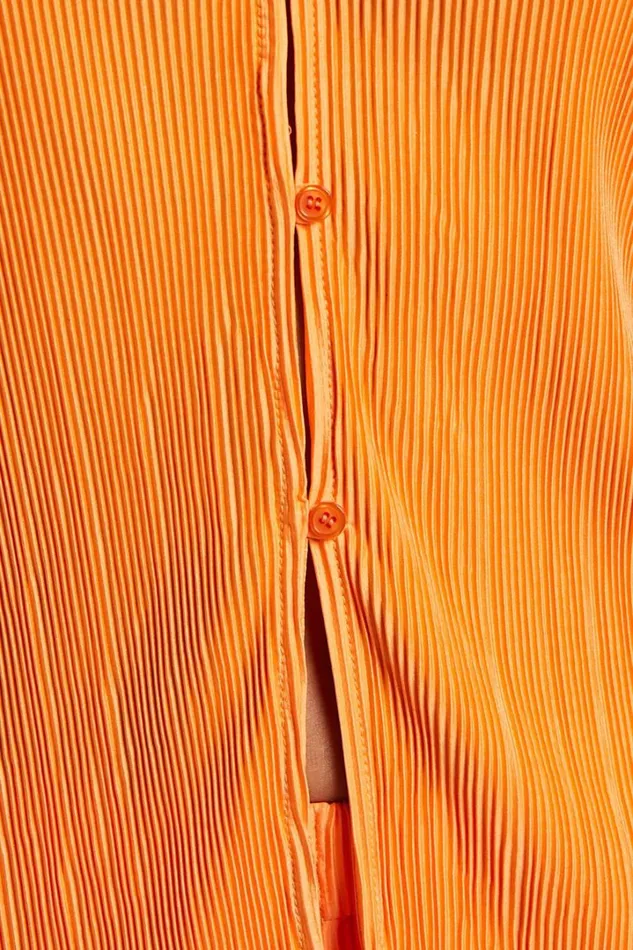 Amarante Blouse 8211 Plisse Button Up Blouse In Orange Women Showpo Tops