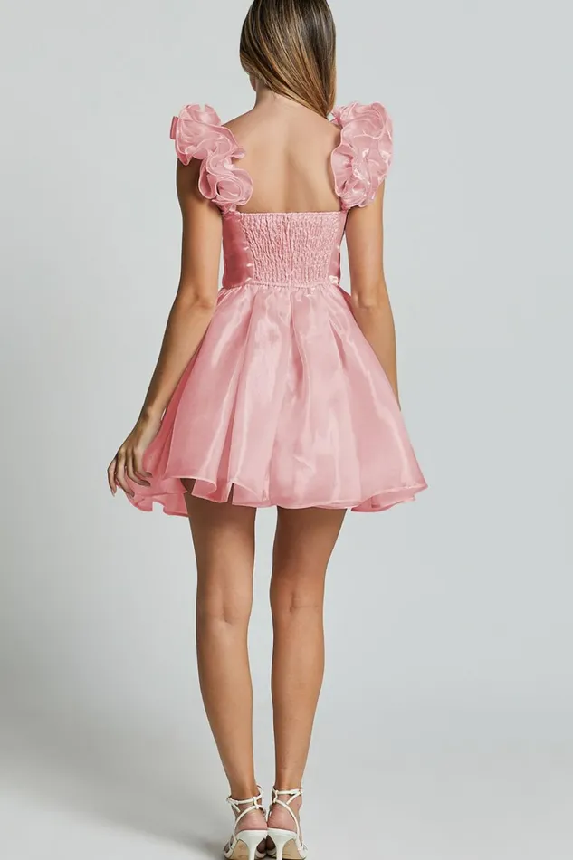 Amber Mini Dress 8211 Sleeveless Ruffle Detail Sweetheart Pleated Dress In Pink Women Showpo Dresses