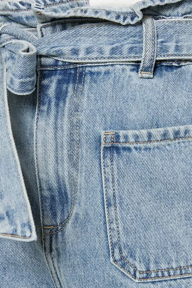 Amber Shorts 8211 Recycled Cotton Denim Shorts With Paper Bag Waist In Light Blue Wash Women Showpo Shorts