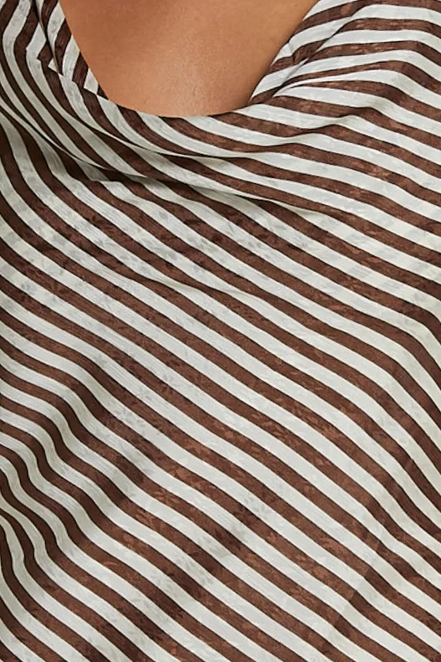 Amelia Midi Dress 8211 Cowl Neck Sleeveless Slip Dress In Chocolate Stripe Women Showpo Dresses
