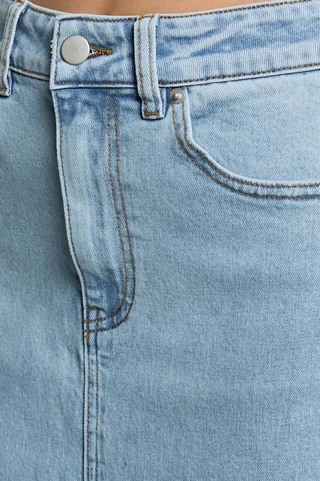 Anaya Midi Skirt 8211 Denim Skirt In Light Blue Wash Women Showpo Curve Clothes