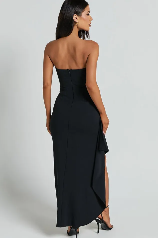 Andrea Midi Dress 8211 Strapless Ruffle Dress In Black Women Showpo Dresses