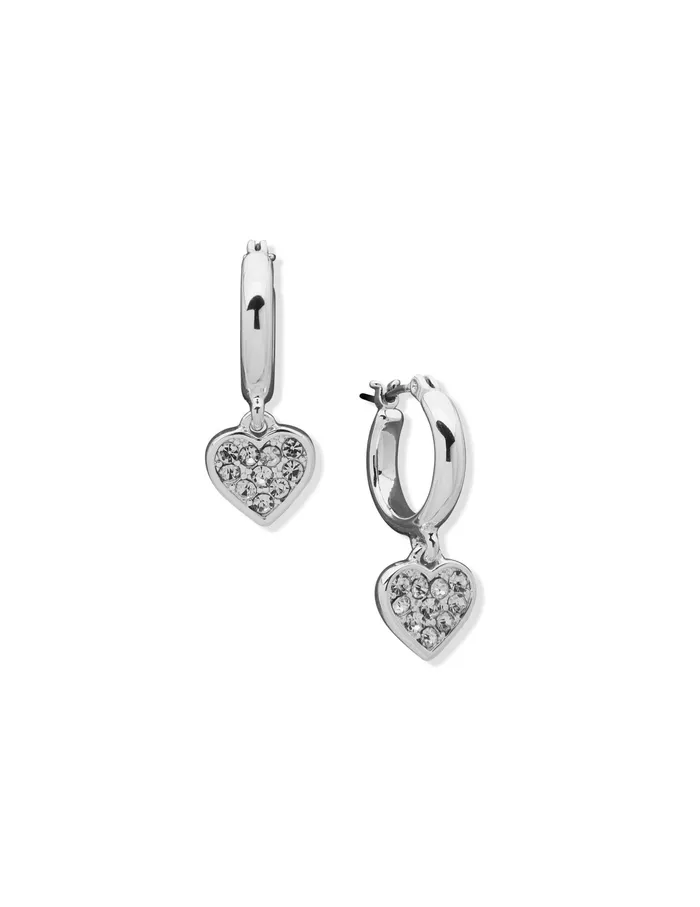 Anne Klein Hoop With Heart Drop Pierced Earring Silver Tone Women Watches 038 Jewelry