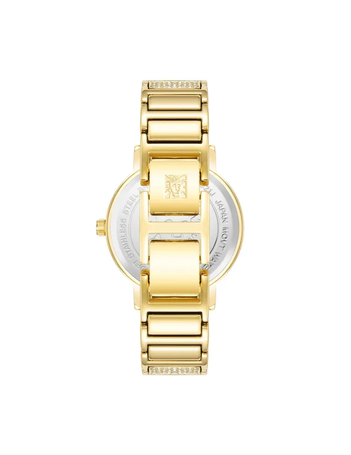 Anne Klein Mother Of Pearl Crystal Accented Bracelet Watch Goldtone Women Watches 038 Jewelry