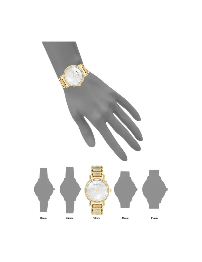 Anne Klein Mother Of Pearl Crystal Accented Bracelet Watch Goldtone Women Watches 038 Jewelry