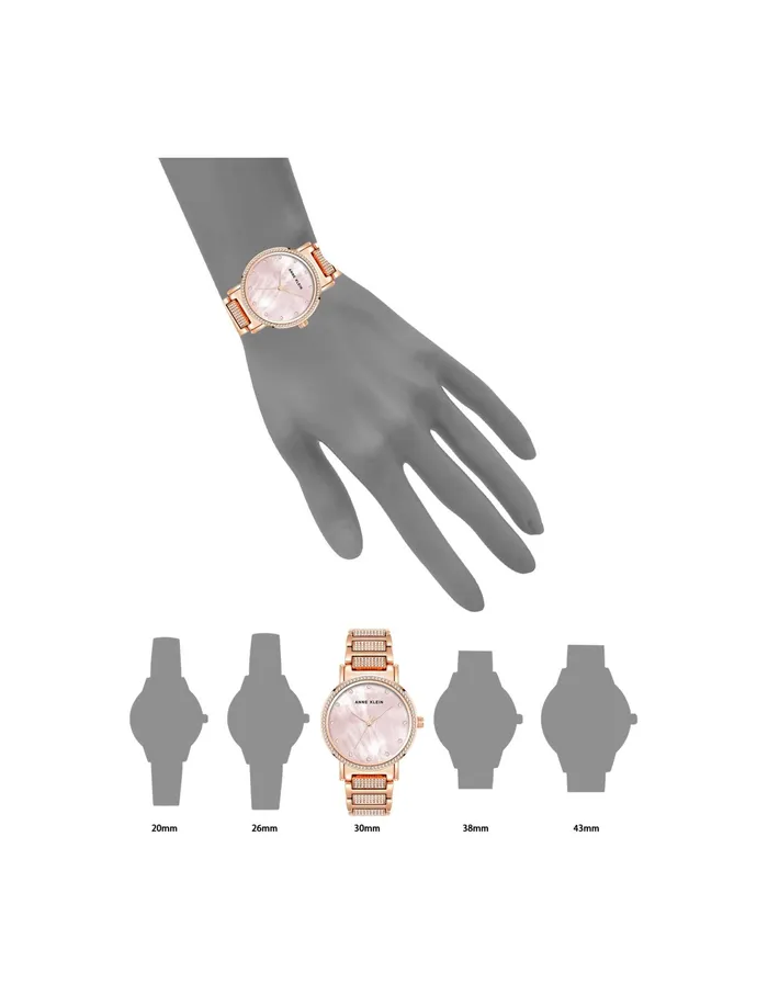 Anne Klein Mother Of Pearl Crystal Accented Bracelet Watch Rose Goldtone Women Watches 038 Jewelry