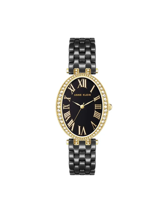 Anne Klein Oval Crystal Accented Ceramic Bracelet Watch Black Women Watches 038 Jewelry Anne Klein Oval Crystal Accented Ceramic Bracelet Watch Black Women Watches 038 Jewelry