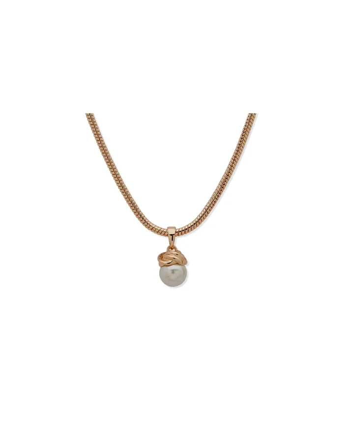 Anne Klein Snake Chain With Knot Pendant Necklace Gold Tone Women Watches 038 Jewelry