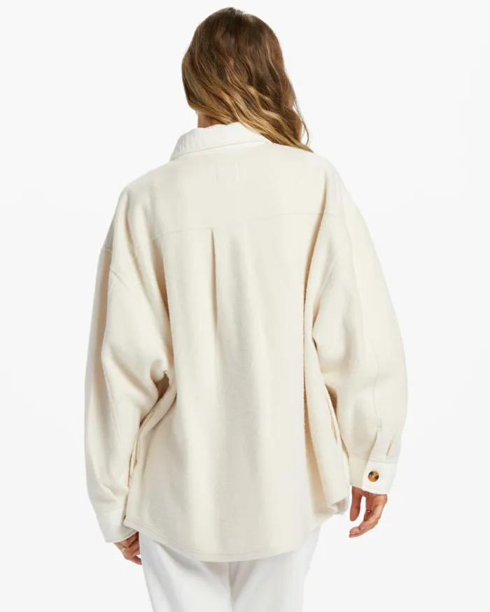 Anytime Shacket Oversized ButtonThrough Jacket White Cap Women Billabong Essentials