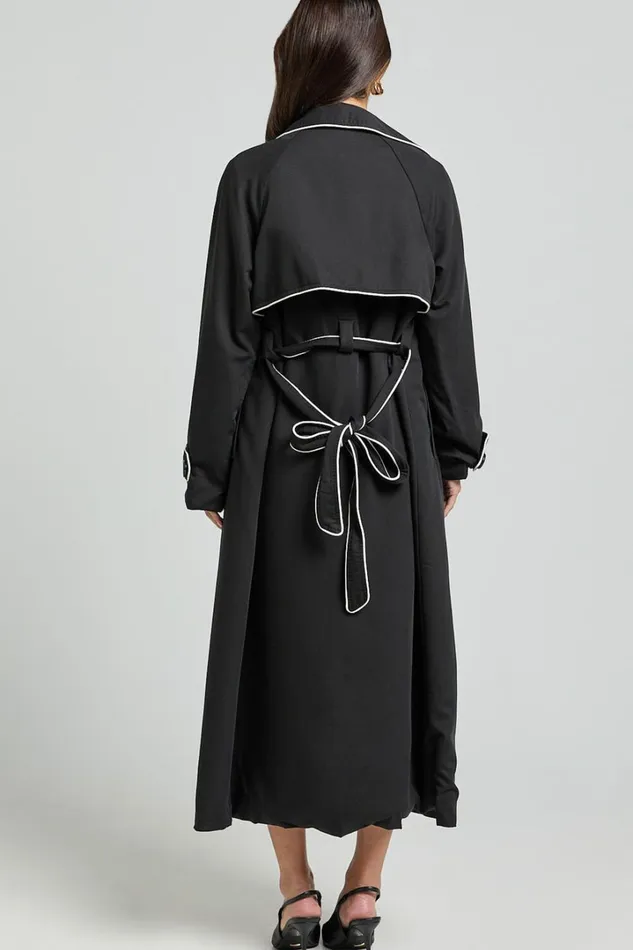 Anziel Coat 8211 Double Breasted Longline Coat In Black Women Showpo Jackets and Coats