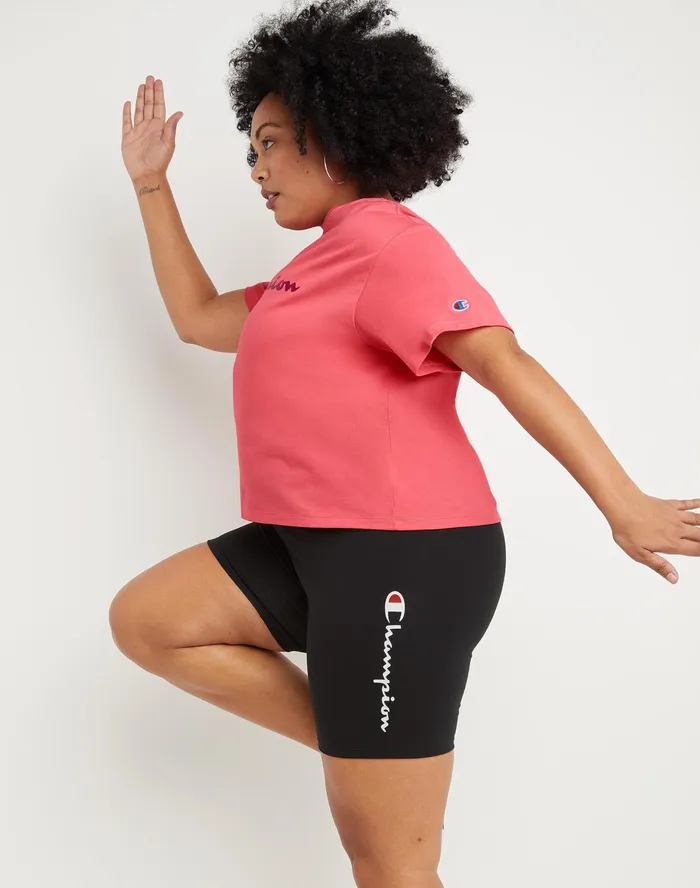 Authentic Bike Shorts Script Logo 8034 Plus Size Black Women Champion Shorts