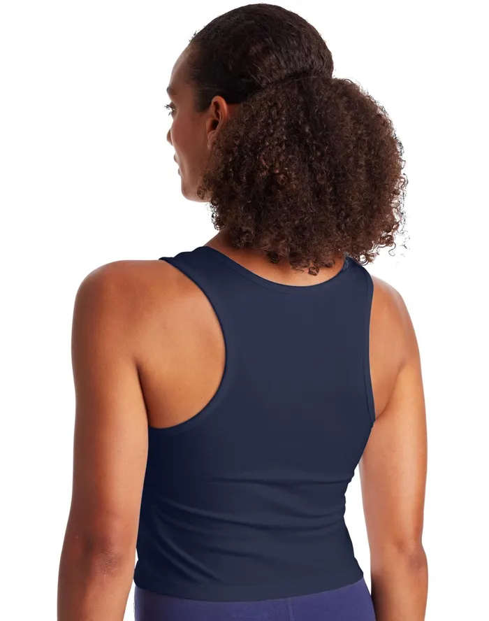 Authentic Crop Top Script Logo Athletic Navy Women Champion TShirts and Tops