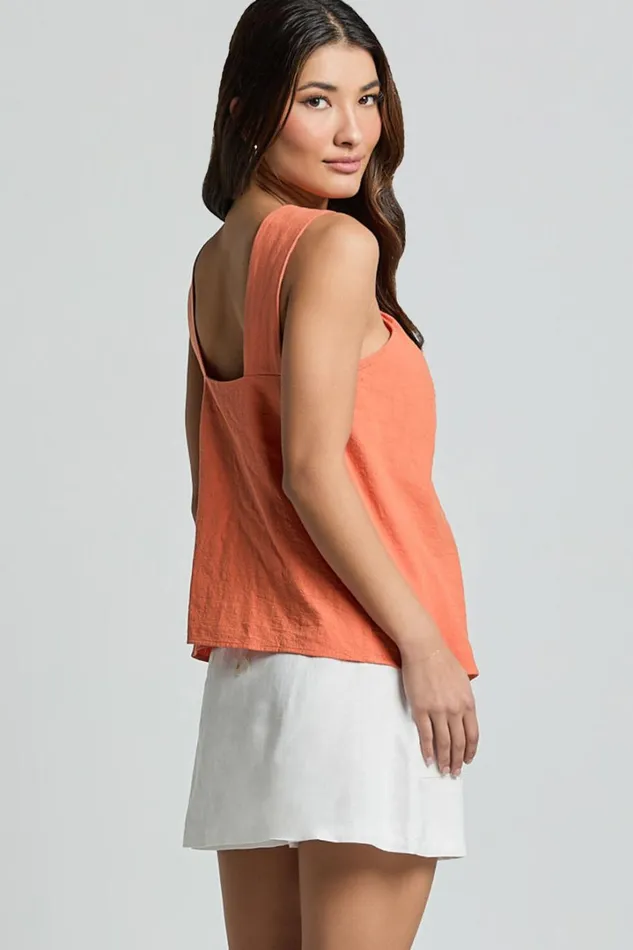 Avayah Top 8211 Linen Look Twist Halter Neck In Burnt Orange Women Showpo Tops