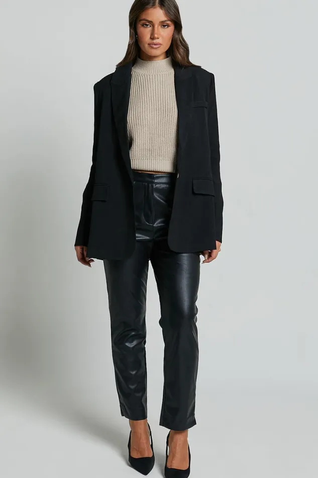 Azelia Pants 8211 Mid Rise Cropped Faux Leather Pants In Black Women Showpo Modest Clothing