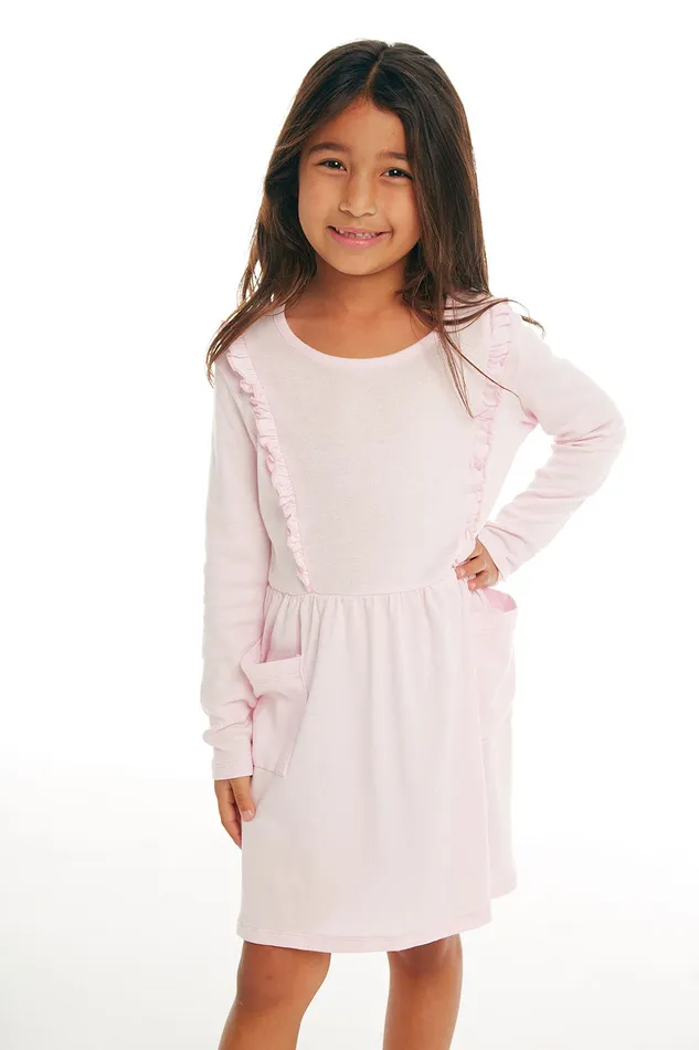 Baby Rib Long Sleeve Ruffle Dress with Pockets Dresses and Skirts Chaser Brand Girls