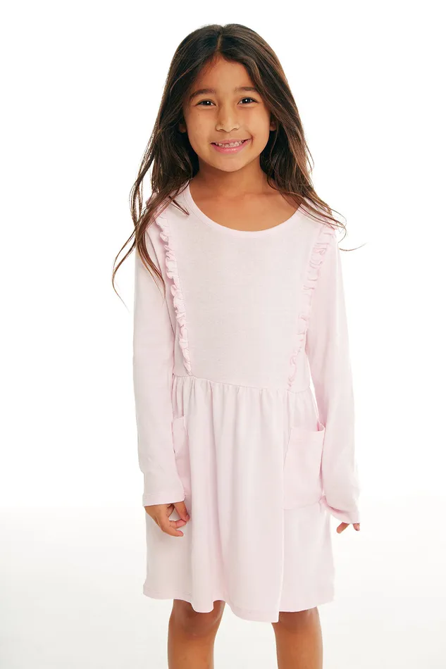 Baby Rib Long Sleeve Ruffle Dress with Pockets Dresses and Skirts Chaser Brand Girls