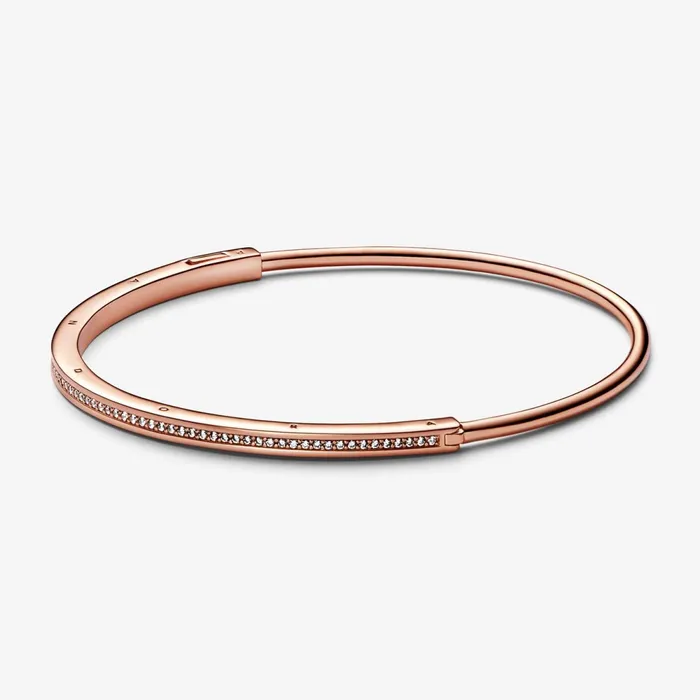Bangles Women Pandora Online Signature ID Pav Bangle Rose Gold Plated