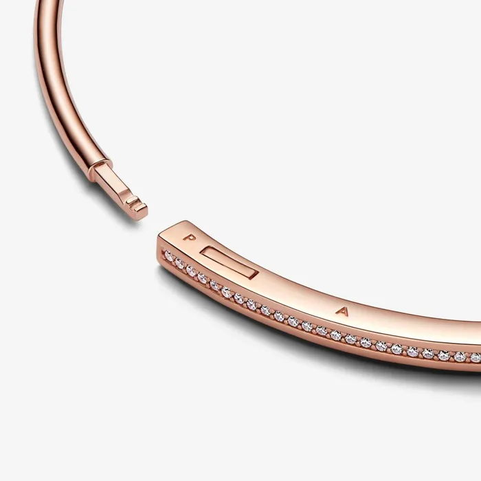Bangles Women Pandora Online Signature ID Pav Bangle Rose Gold Plated