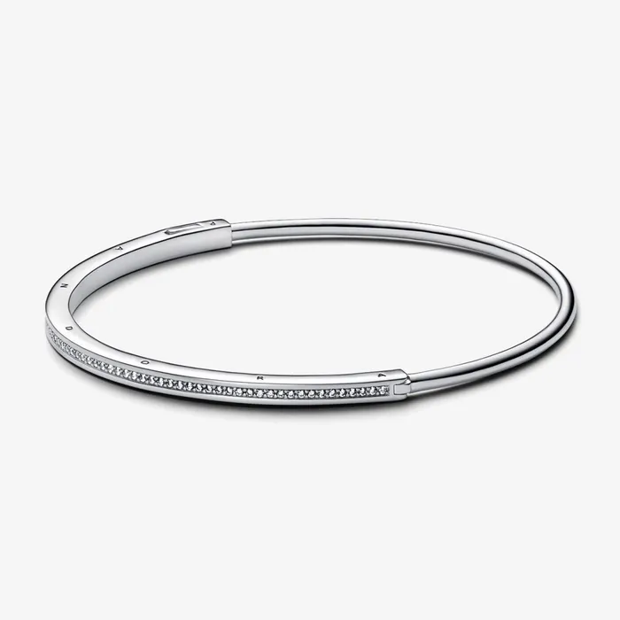 Bangles Women Pandora Online Signature ID Pav Bangle Sterling Silver