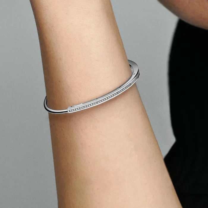 Bangles Women Pandora Online Signature ID Pav Bangle Sterling Silver