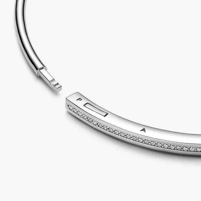 Bangles Women Pandora Online Signature ID Pav Bangle Sterling Silver