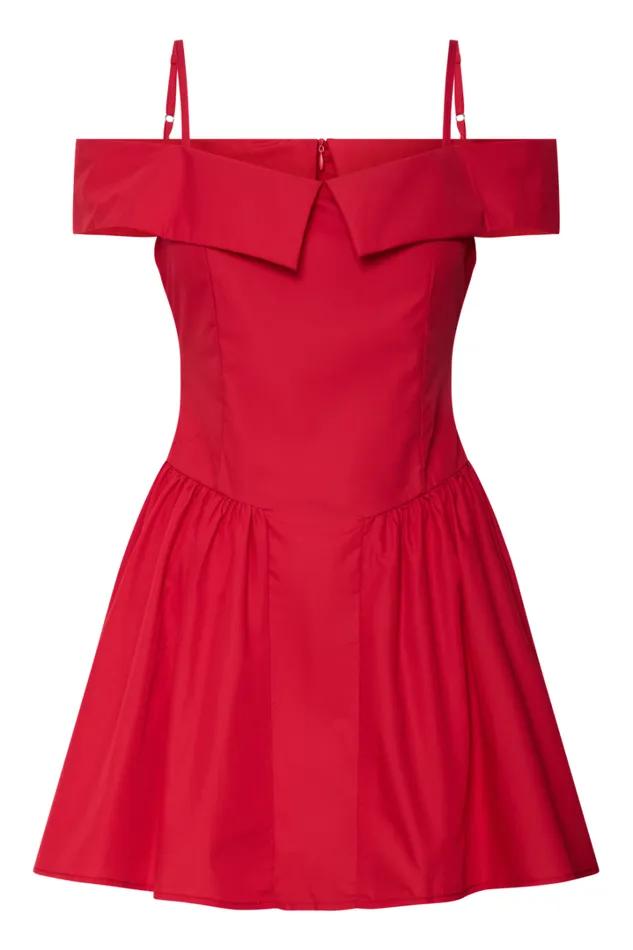 Bea Mini Dress 8211 Off The Shoulder Fit And Flare Dress In Red Women Showpo Dresses