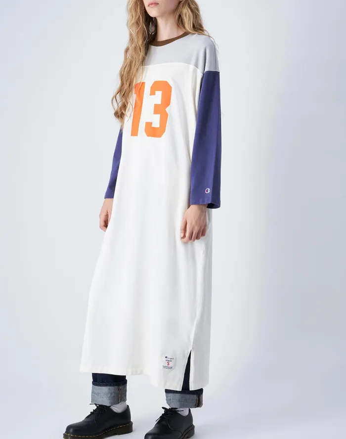 Beams Boy Oversized Dress 13 White Women Champion Skorts and Dresses