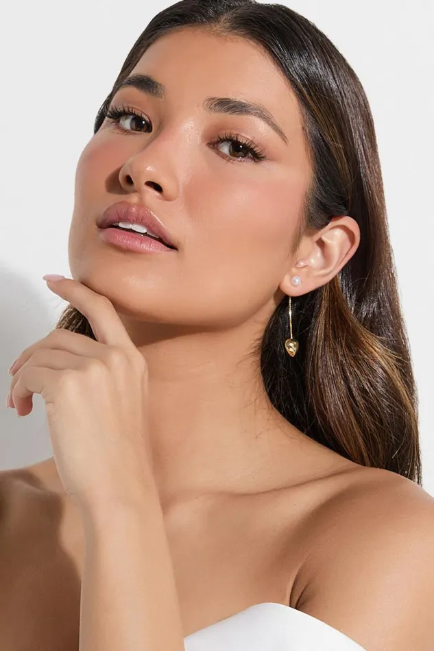 Bella Earrings 8211 Drop Heart Pendant Earrings In Gold Women Showpo Earrings