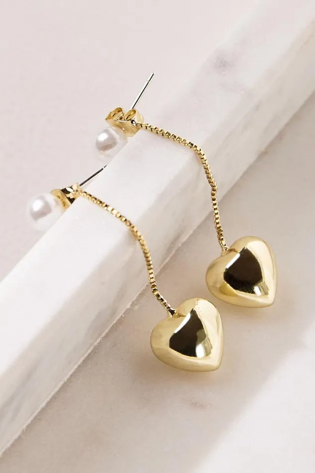 Bella Earrings 8211 Drop Heart Pendant Earrings In Gold Women Showpo Earrings