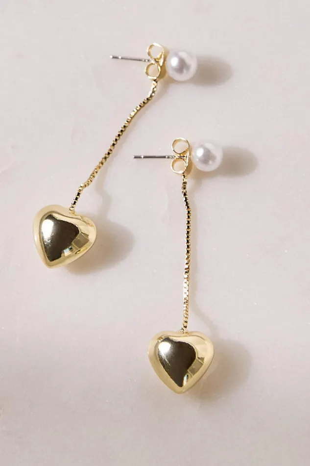 Bella Earrings 8211 Drop Heart Pendant Earrings In Gold Women Showpo Earrings