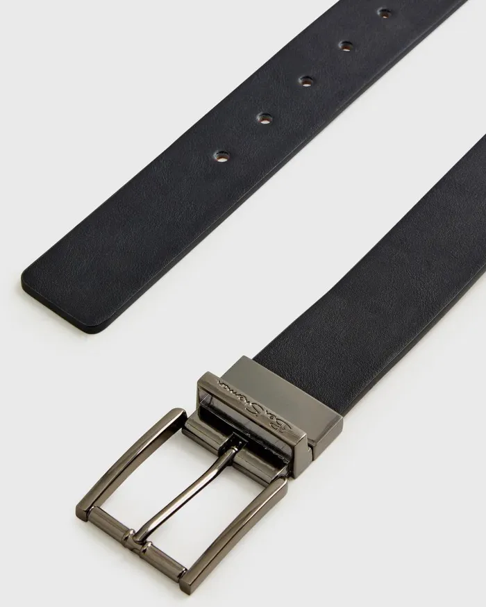 Ben Sherman Belts Men Reversible Vegan Leather Belt 8211 Black