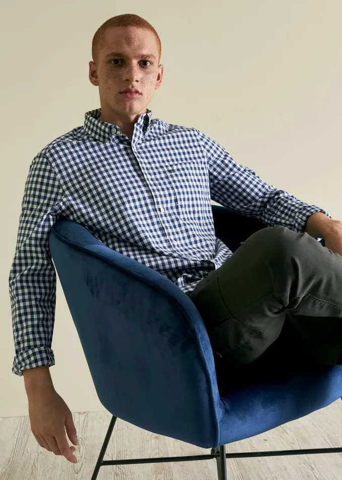 Ben Sherman Heritage Check Shirts Men House Poplin Gingham Shirt 8211 Navy
