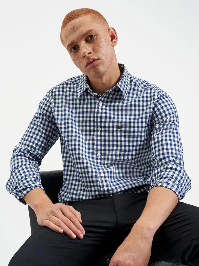 Ben Sherman Heritage Check Shirts Men House Poplin Gingham Shirt 8211 Navy