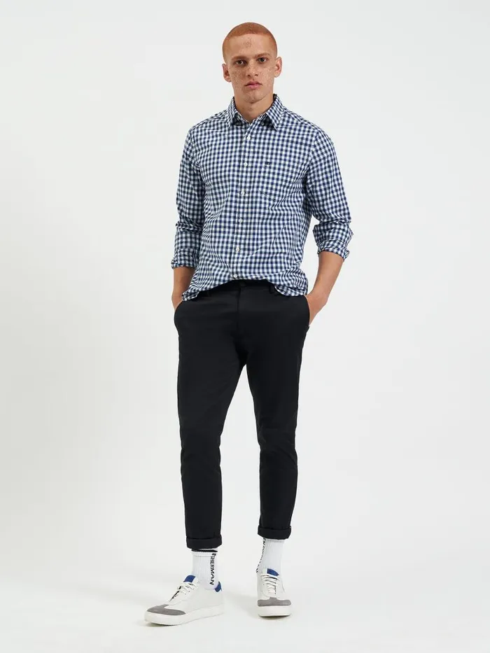 Ben Sherman Heritage Check Shirts Men House Poplin Gingham Shirt 8211 Navy