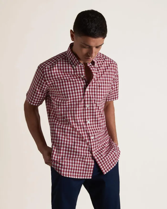 Ben Sherman Heritage Check Shirts Men Short Sleeve House Poplin Gingham Shirt 8211 Merlot Ben Sherman Heritage Check Shirts Men Short Sleeve House Poplin Gingham Shirt 8211 Merlot