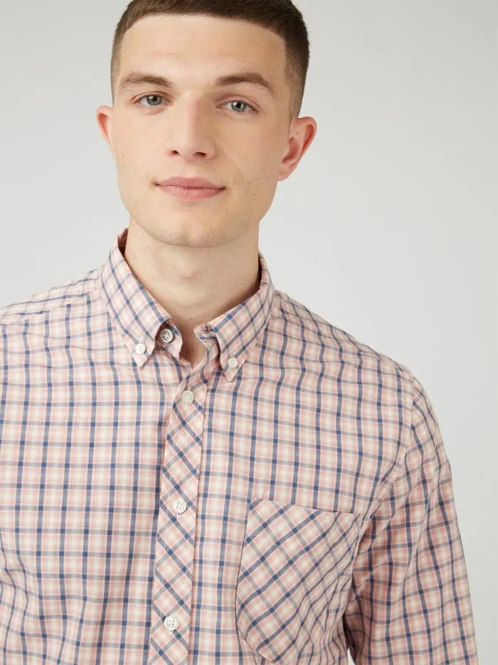 Ben Sherman Heritage Check Shirts Men Signature House Check LongSleeve Shirt 8211 Light Pink