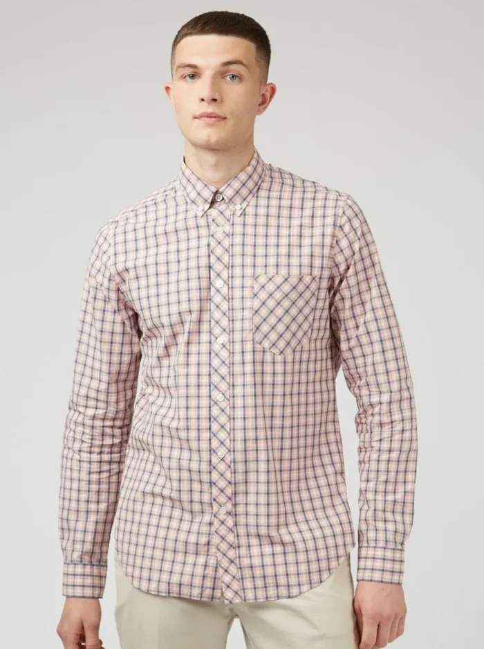 Ben Sherman Heritage Check Shirts Men Signature House Check LongSleeve Shirt 8211 Light Pink