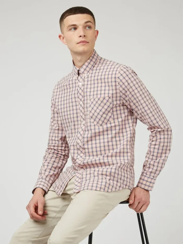 Ben Sherman Heritage Check Shirts Men Signature House Check LongSleeve Shirt 8211 Light Pink