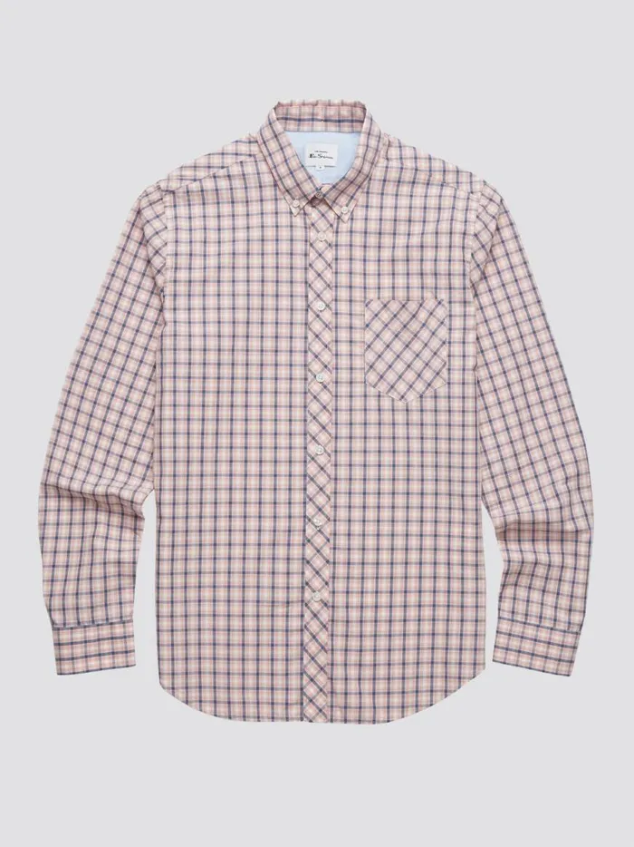 Ben Sherman Heritage Check Shirts Men Signature House Check LongSleeve Shirt 8211 Light Pink
