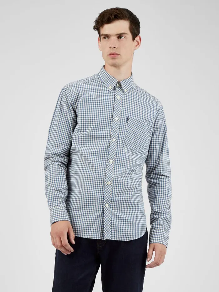 Ben Sherman Heritage Check Shirts Men Signature LongSleeve Gingham Shirt 8211 Persian Blue Ben Sherman Heritage Check Shirts Men Signature LongSleeve Gingham Shirt 8211 Persian Blue