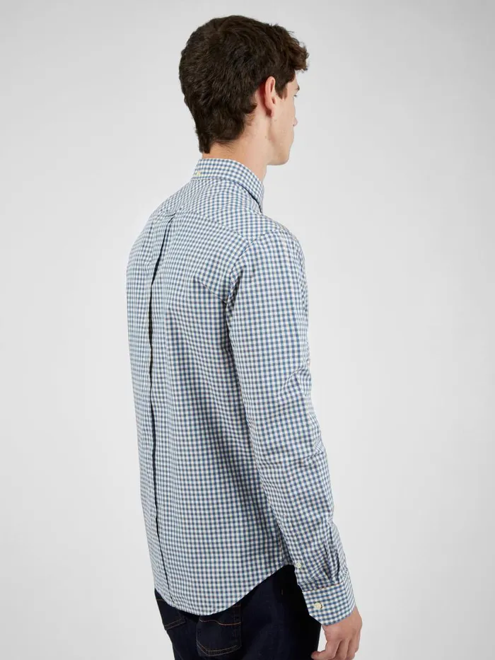 Ben Sherman Heritage Check Shirts Men Signature LongSleeve Gingham Shirt 8211 Persian Blue