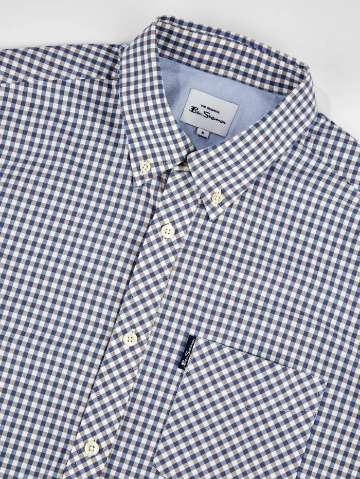 Ben Sherman Heritage Check Shirts Men Signature LongSleeve Gingham Shirt 8211 Persian Blue