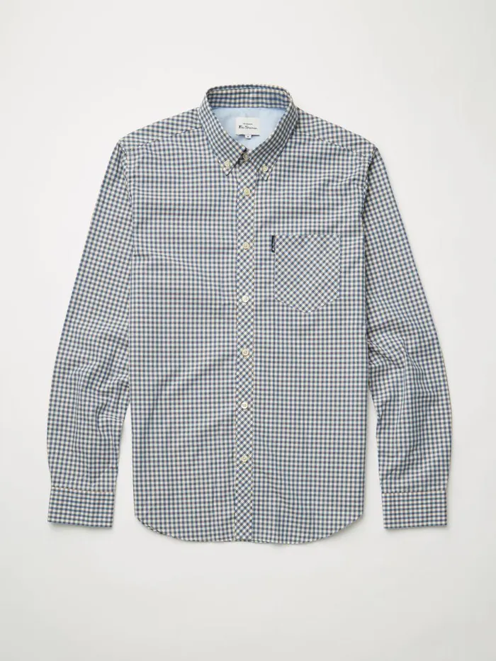 Ben Sherman Heritage Check Shirts Men Signature LongSleeve Gingham Shirt 8211 Persian Blue