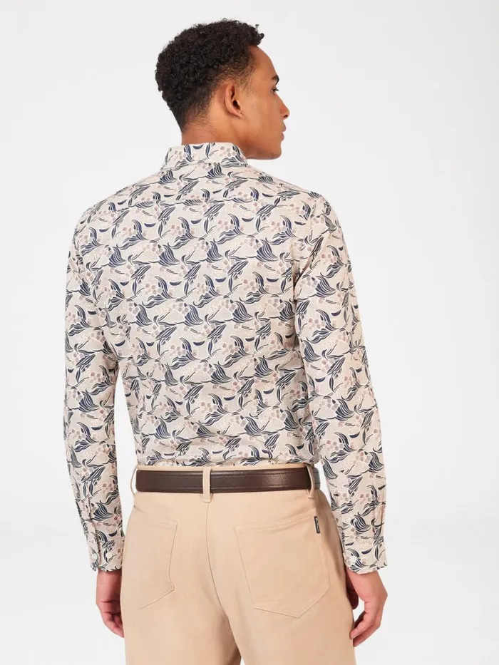 Ben Sherman Long Sleeve Shirts Men Art Nouveau Floral Print 8211 Fog Ben Sherman Long Sleeve Shirts Men Art Nouveau Floral Print 8211 Fog