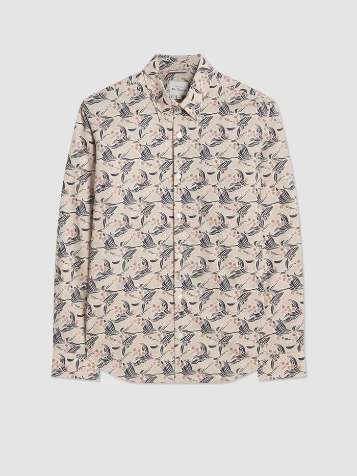 Ben Sherman Long Sleeve Shirts Men Art Nouveau Floral Print 8211 Fog Ben Sherman Long Sleeve Shirts Men Art Nouveau Floral Print 8211 Fog