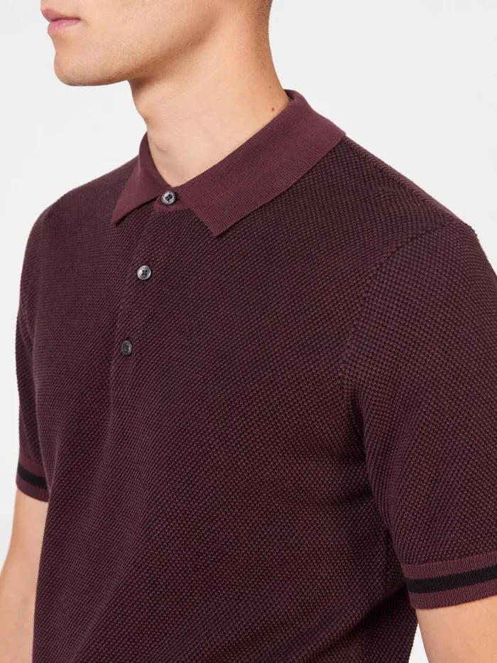 Ben Sherman Mod Knit Polos Men All Over Textured Knit Polo 8211 Aubergine Ben Sherman Mod Knit Polos Men All Over Textured Knit Polo 8211 Aubergine