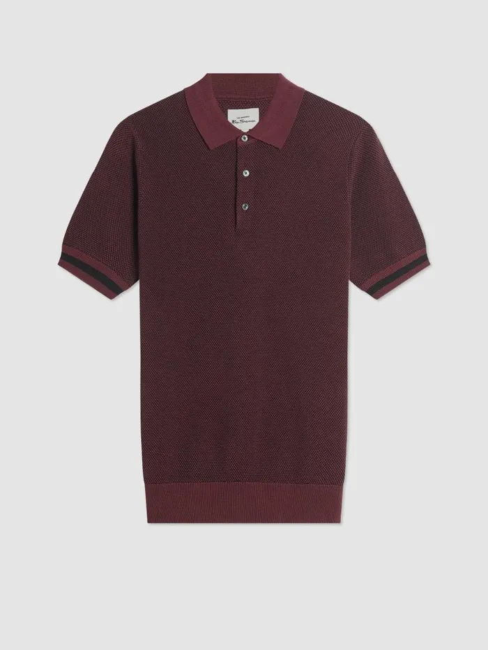 Ben Sherman Mod Knit Polos Men All Over Textured Knit Polo 8211 Aubergine Ben Sherman Mod Knit Polos Men All Over Textured Knit Polo 8211 Aubergine
