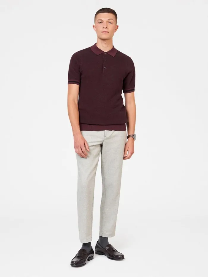 Ben Sherman Mod Knit Polos Men All Over Textured Knit Polo 8211 Aubergine Ben Sherman Mod Knit Polos Men All Over Textured Knit Polo 8211 Aubergine