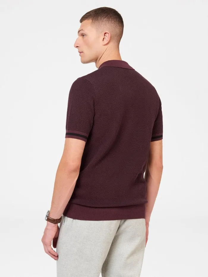 Ben Sherman Mod Knit Polos Men All Over Textured Knit Polo 8211 Aubergine Ben Sherman Mod Knit Polos Men All Over Textured Knit Polo 8211 Aubergine