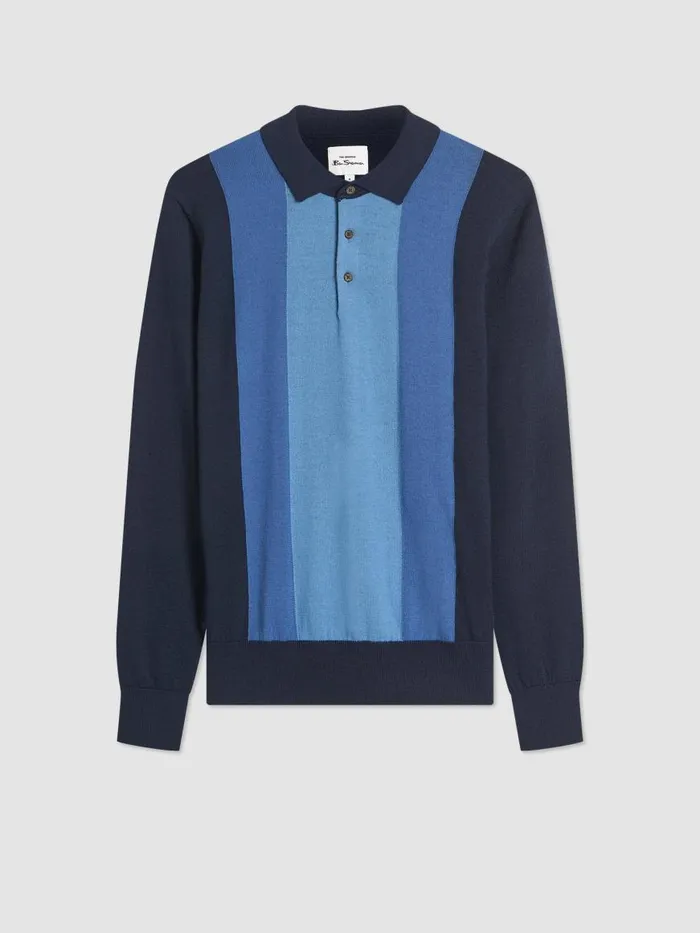 Ben Sherman Mod Knit Polos Men Block Stripe Merino Knit Polo 8211 Dark Navy Ben Sherman Mod Knit Polos Men Block Stripe Merino Knit Polo 8211 Dark Navy